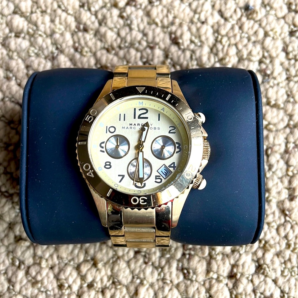 Marc Jacobs gold stainless steel chronograph watch
